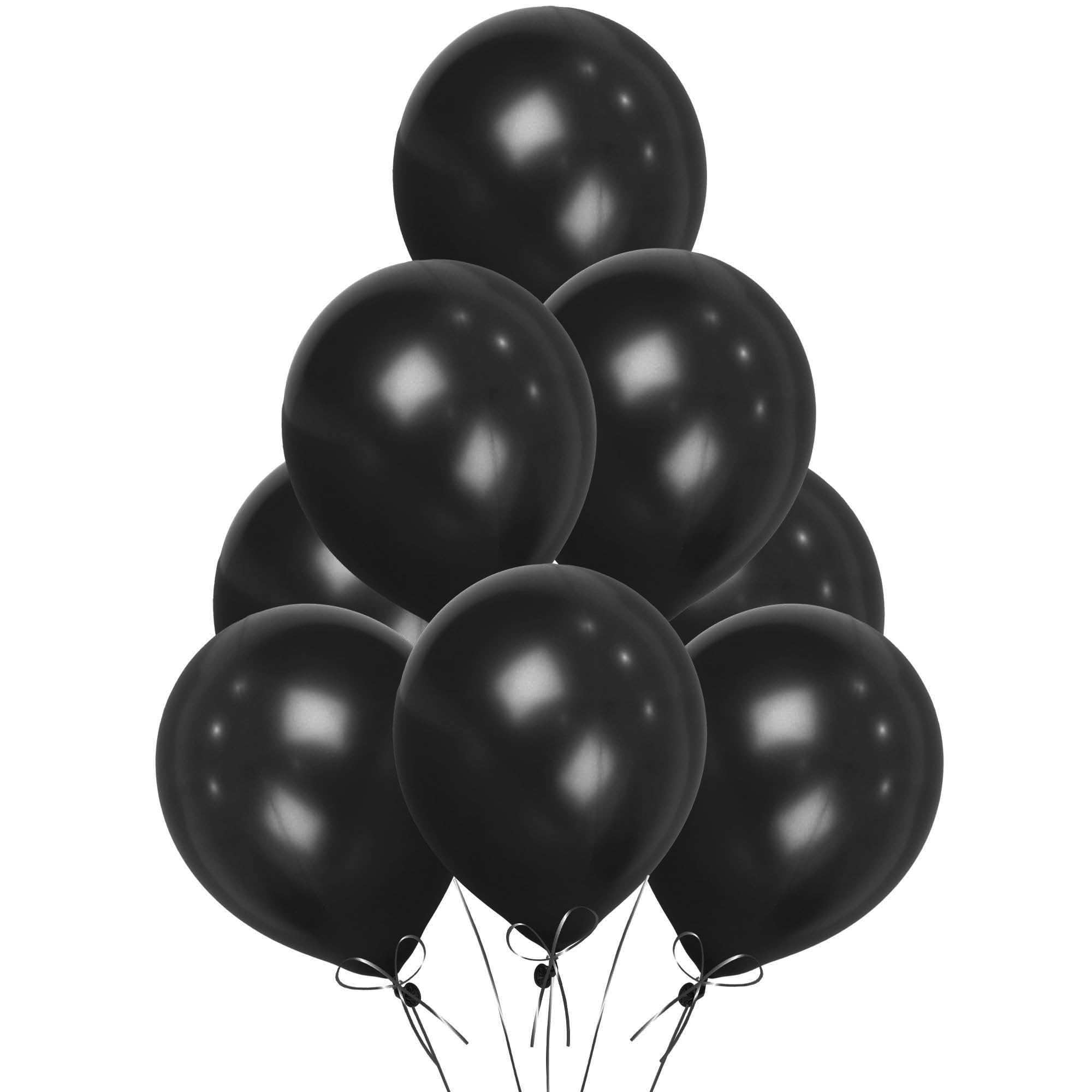 Black Balloons 10 Pack, Large 12 Inch Thick Latex Biodegradable Helium Party Balloons for Birthday, Wedding, Baby Shower, Valentine's Day Events Decoration for Balloon Arch Garland