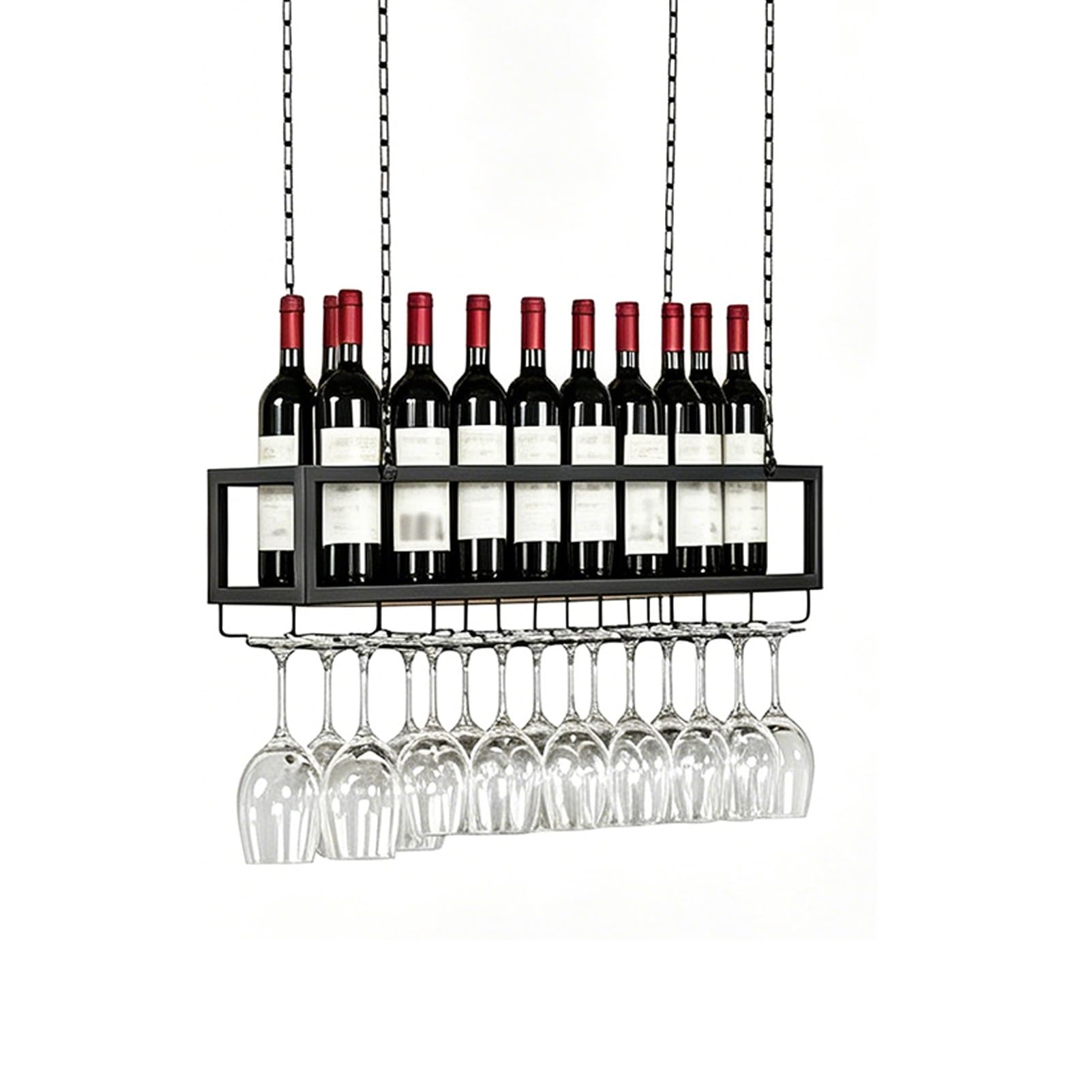 Support de Bouteille de vin de Plafond Suspendu Support de Verre à vin en métal, présentoir d'usine de Stockage de gobelet pour Le Restaurant de Barre de Cuisine à la Maison