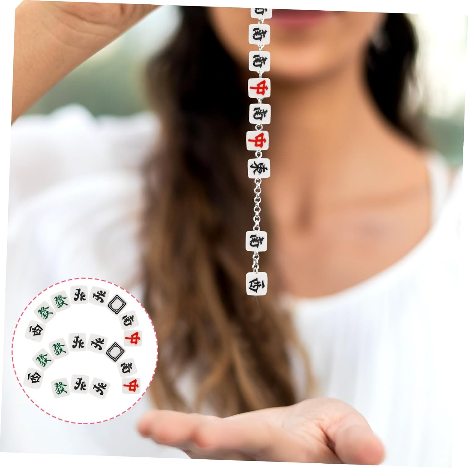 COHEALI Polymer Clay Mahjong Beads 100Pcs DIY Spacer Beads for Jewelry Making Necklace Bracelet Crafts with Holes for Beaded Jewelry and Accessories - Image 4