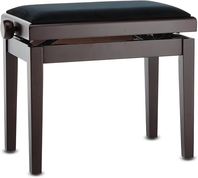 GEWA Ława do pianina Deluxe, lite drewno, regulowana wysokość, palisander mat