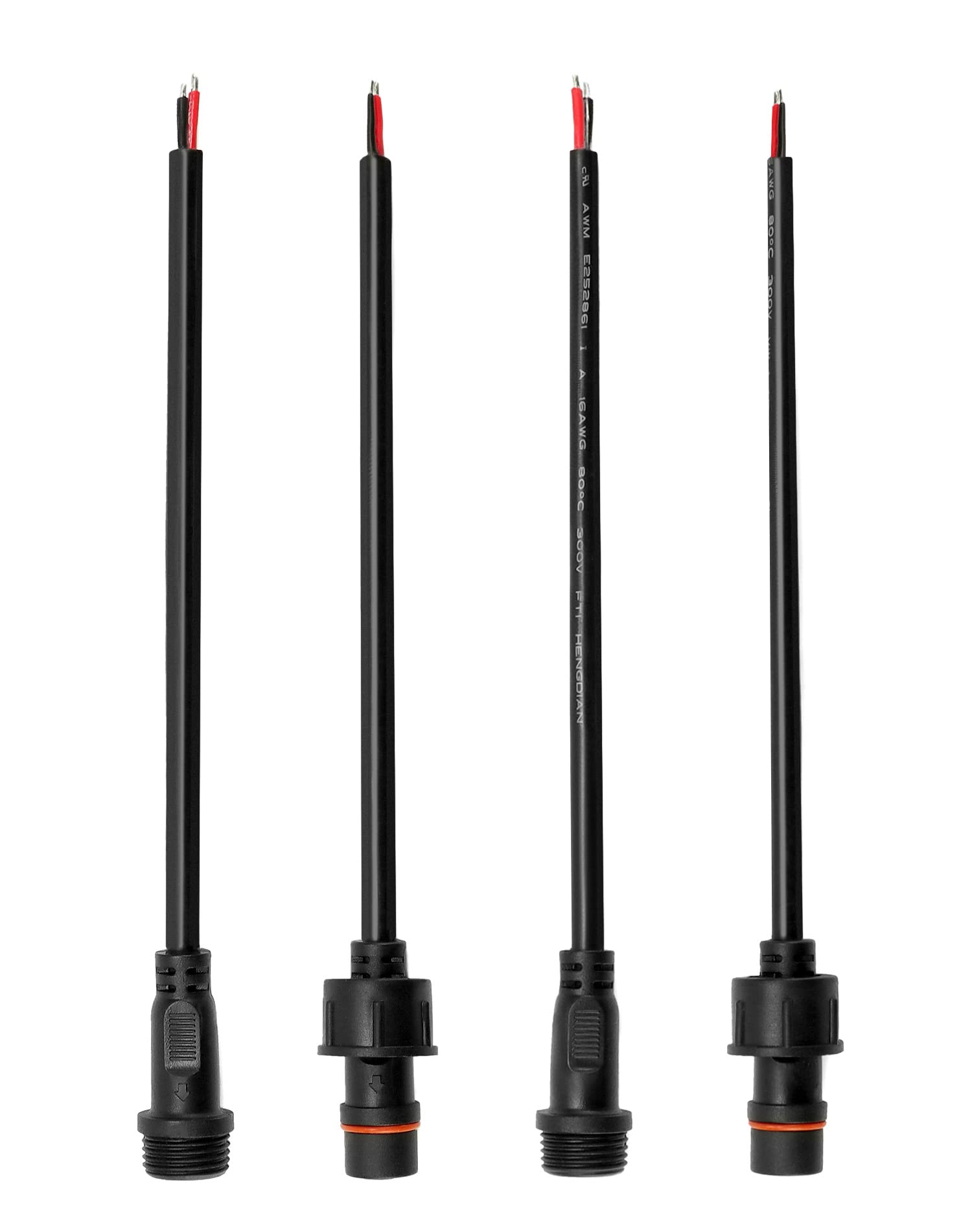 QWORK® 2-pinowe złącze elektryczne IP68 Wodoodporne z przedłużaczem 16AWG 20 cm do łańcuchów świetlnych Taśmy LED - 5 par