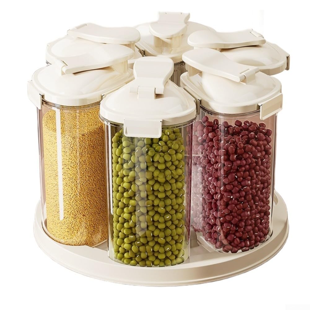 Contenedores Giratorios Comida 6 Piezas Plástico Sin BPA(White)