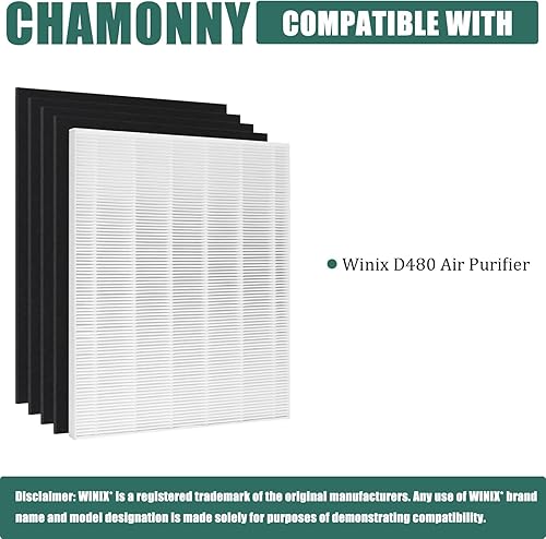 Miniatura 2 de CHAMONNY Filtro de repuesto D480 True HEPA D4, compatible con purificador de aire Winix D480, comparado con el filtro Winix D4, número de artículo