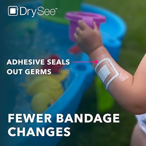 Miniatura 6 de DrySee Vendajes impermeables 4 x 4 Apósito de película transparente con indicadores de humedad, sin látex, seguro para ducharse y nadar Tatuaje,