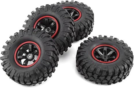 Amazon ４pcs セットrcカータイヤ ホイール 95mm 1 10 クライミングカー Rc車用交換パーツ ゴム製 ブラック レッド色 ラジコン ドローン 通販