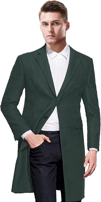 Mens 3 Buttons Mid-Length Blazer Slim Fit Notch Lapel Sport Coat for Business Wedding Casual Occasions