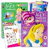 Alice in Wonderland Coloring Book Set for Kids - Bundle with 2 Alice Activity Coloring Books with Stickers, Tattoos, More | Classic Disney Coloring Book Activities Pack for Boys, Girls