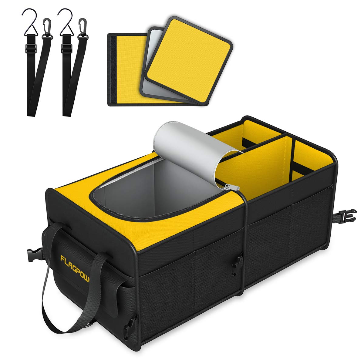 FLAGPOWER Car Boot Storage Organiser Trunk Tidy with Tie Down Straps