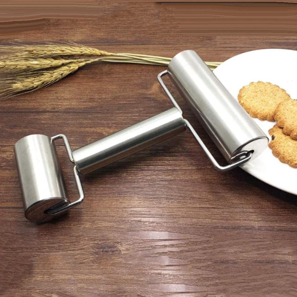 Stainless Steel Rolling Pin Pastry and Pizza Double Dough Baker Roller Metal Kitchen Utensils Ideal Home for Baking Dough, Pizza, Pie, Pastries, Pasta and Cookies.