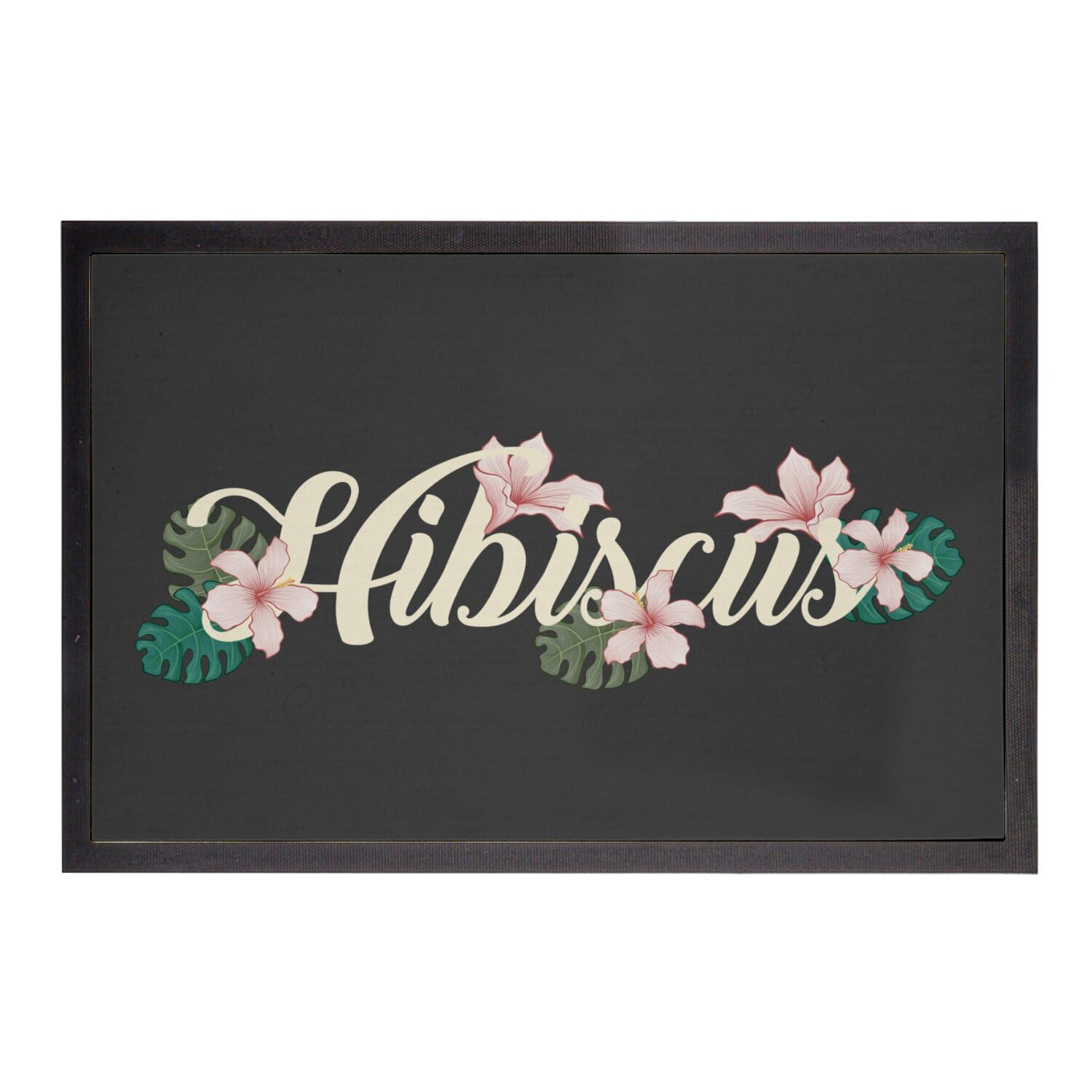 Paillasson noir hibiscus minimaliste chic de haute qualité 60x40cm