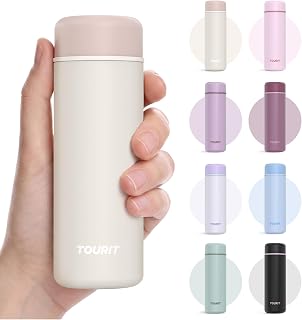 TOURIT 6.7 Oz Small Water Bottles Insulated Mini Stainless Steel Cup,Beige | Mini Small Water Bottles Double Wall Vacuum Leak proof Stainless Steel Tumbler for Purse BPA-free Dishwasher Safe Travel Cup