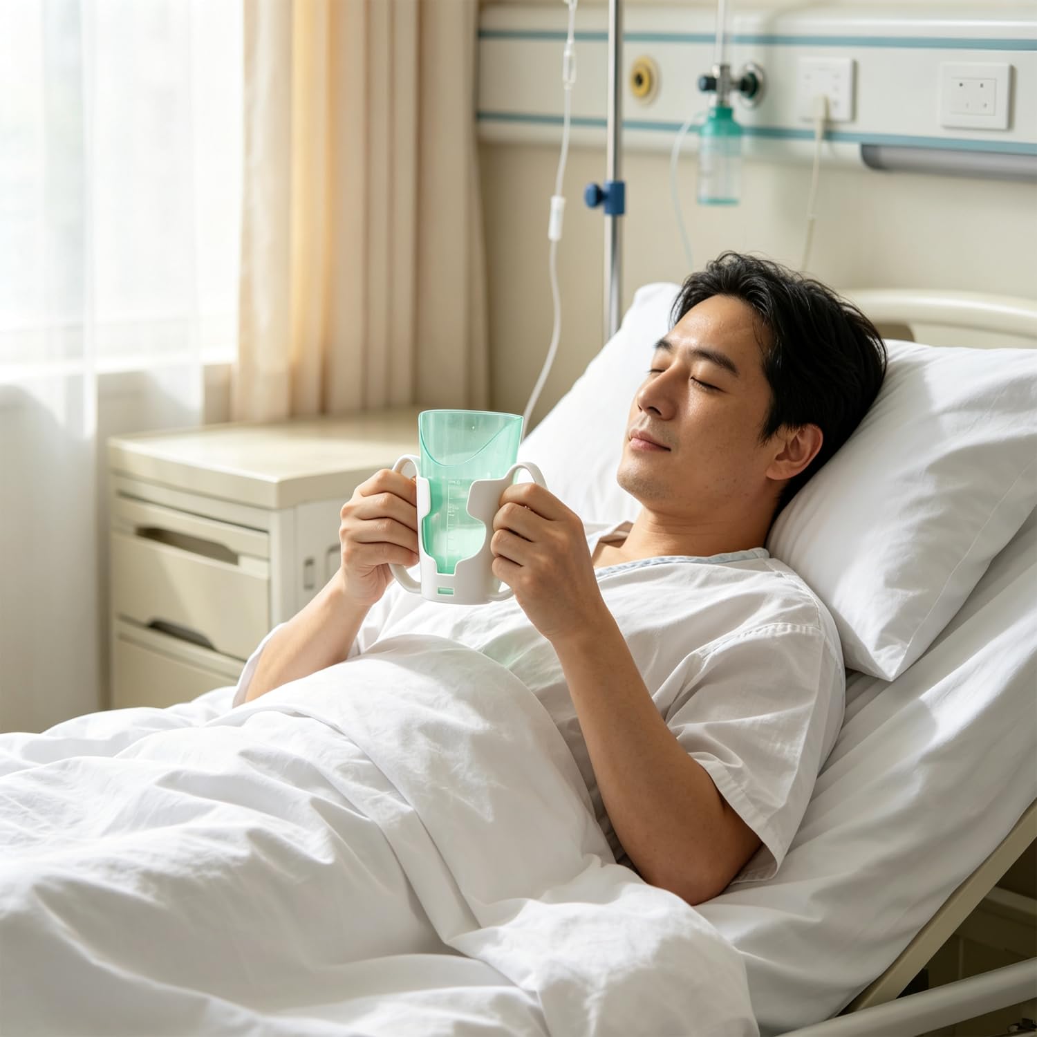 Vaso de Cuidados, Vaso Auxiliar de Cuidados, Taza con Soporte Para Postoperatorio, Adecuado Para la Rehabilitación y El Reposo, Así Como Para Personas Con Discapacidad y De Edad Avanzada