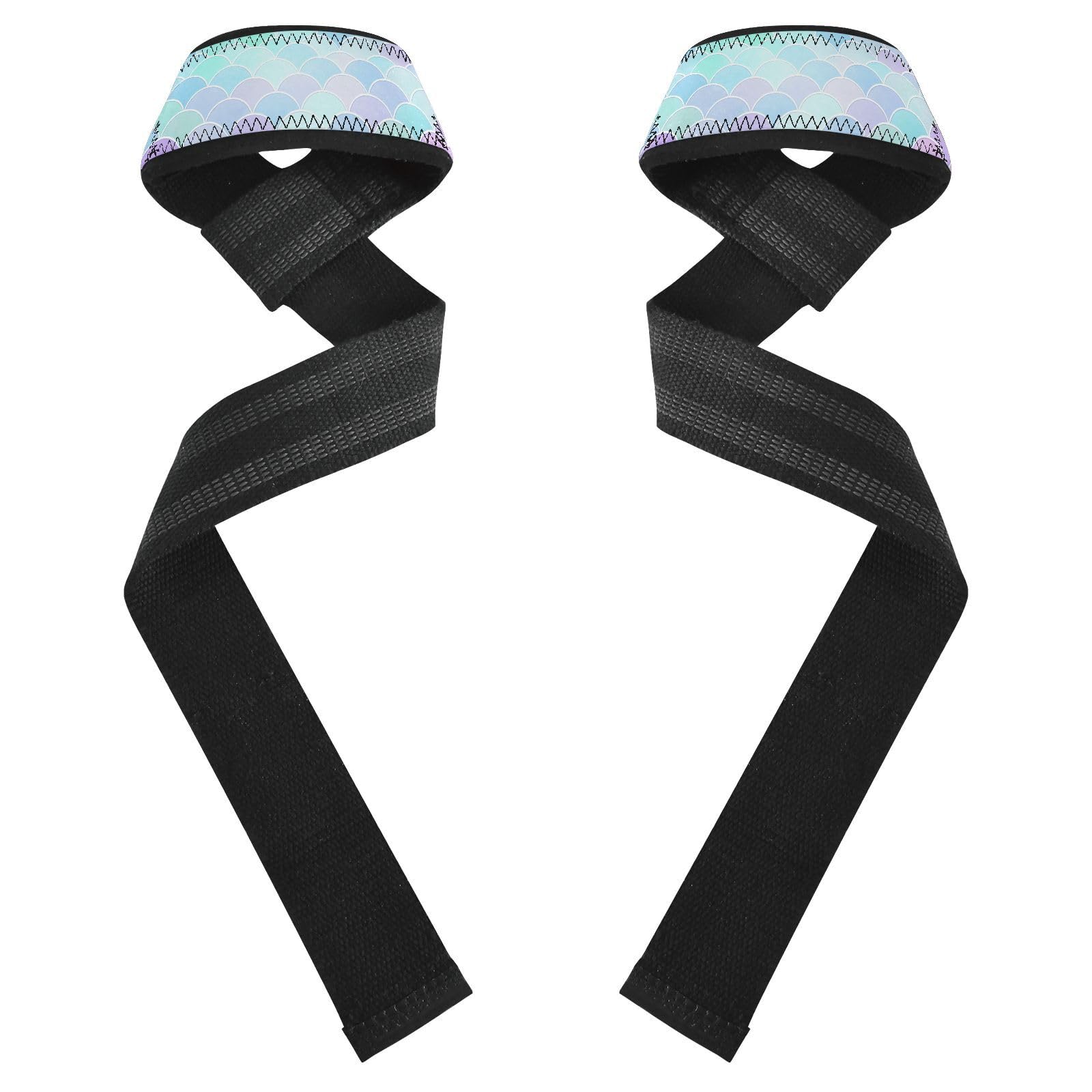 STAYTOP Beautiful Colorful Mermaid Scales Wrist Straps for Weightlifting,Lifting Straps with Neoprene Cushioned Wrist Padded and Anti-Skid Silicone for Strength Training,Bodybuilding,Deadlifting