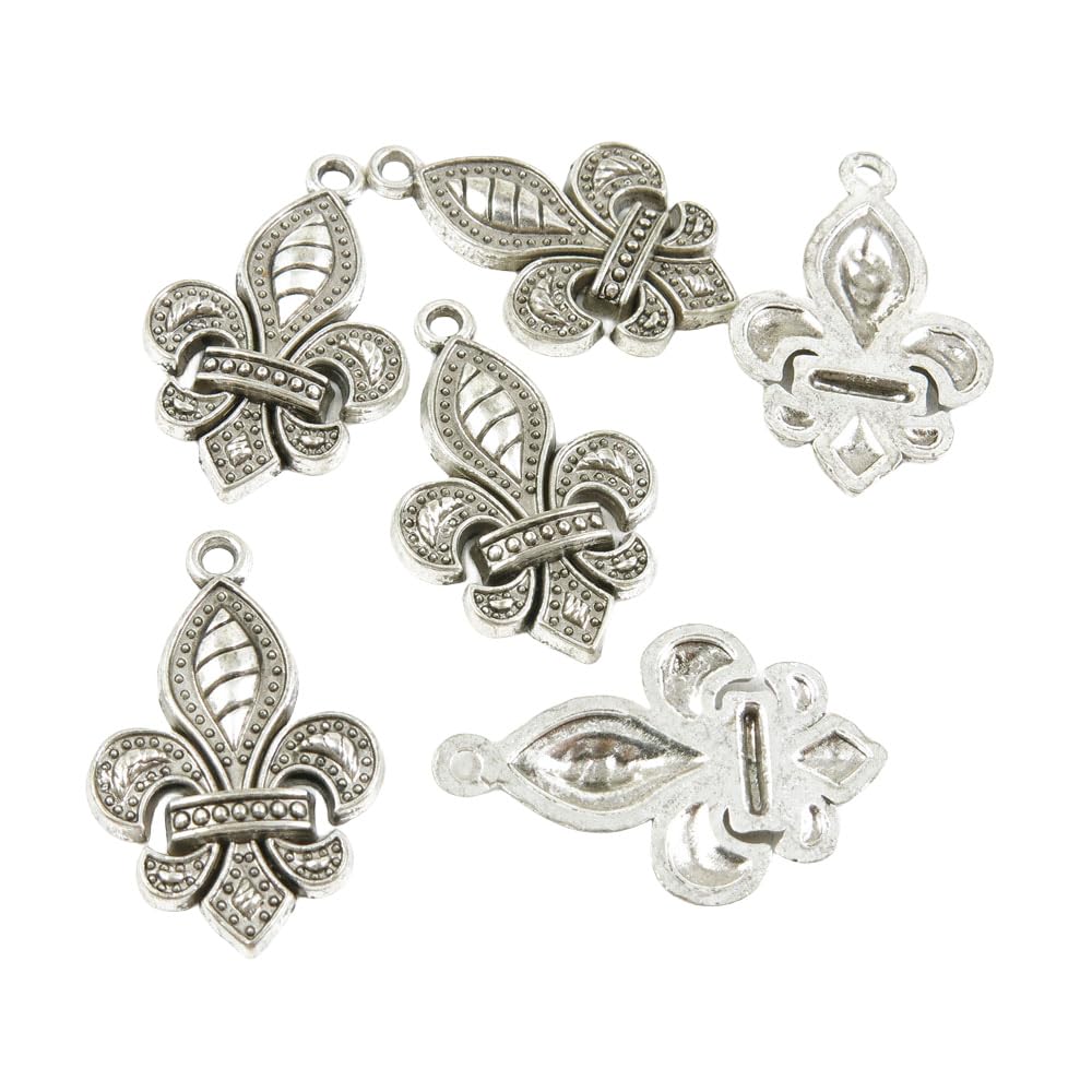40 Pieces Antique Silver Tone Jewellery Charms Crafts Arts Making Beading E0DI9Q Fleur De Lis Iris Lily