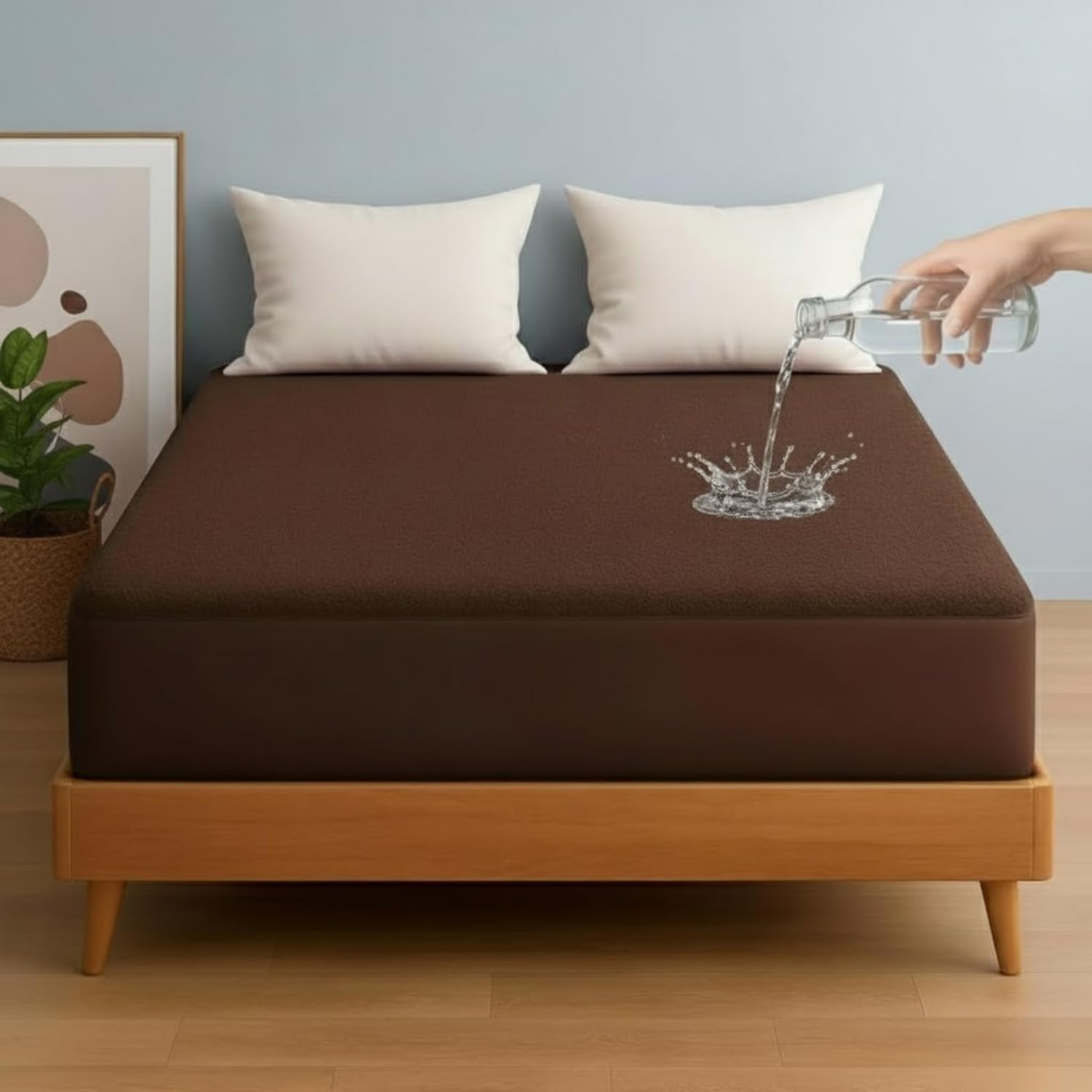 Premium 100% Waterproof | Ultraproof | Breathable | Hypoallergenic | Cotton Soft Top | Fully Elastic Cover | Washable & Dustproof Mattress Cover (Brown, Double Bed (72x72 in | 6x6 ft))-image-22