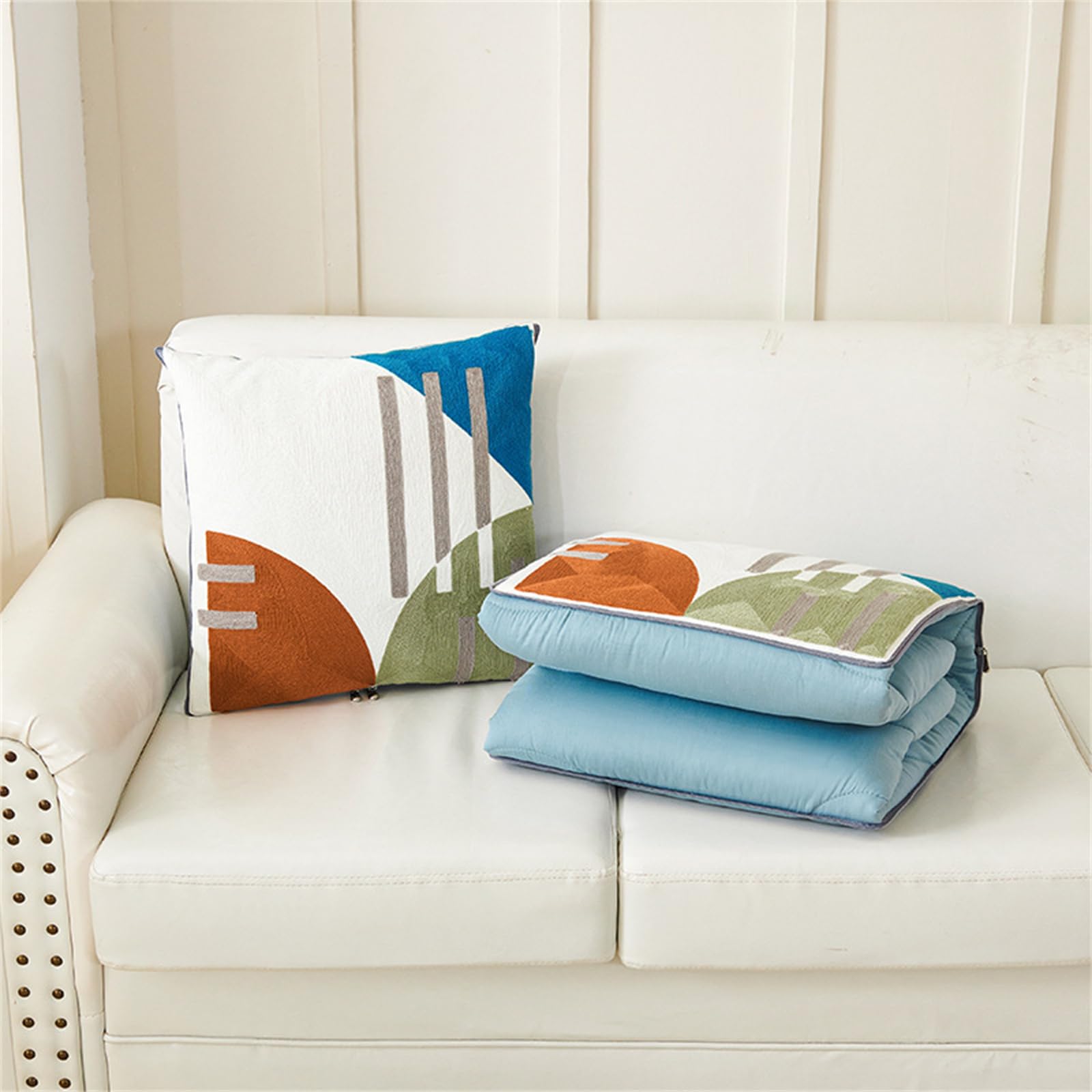 Hixingo Couverture Et Oreiller De Voyage 2 En 1, Couverture Et Coussin De Voyage Multifonctional Doux Et Chaud Plaids Couverture Hiver Pour Canapé, Bureau, Literie (50 * 50(150 * 200cm),Neigeux