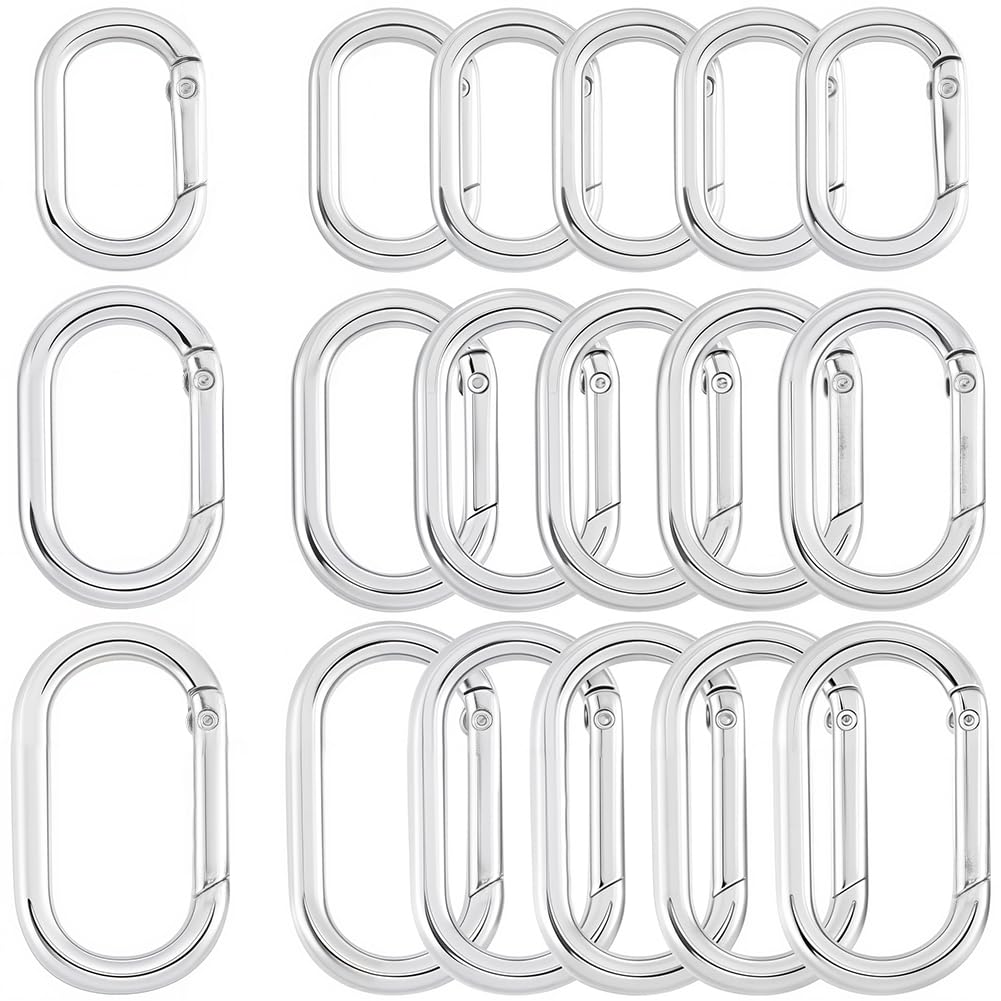 Buachois 20Pcs Chiavi a Molla Chiusura Moschettone,Fibbia a Molla Ovale, 23mm Moschettoni Ovali Clip Portachiavi Chiusura per Portachiavi Cinturino Borse Abbigliamento(Oro