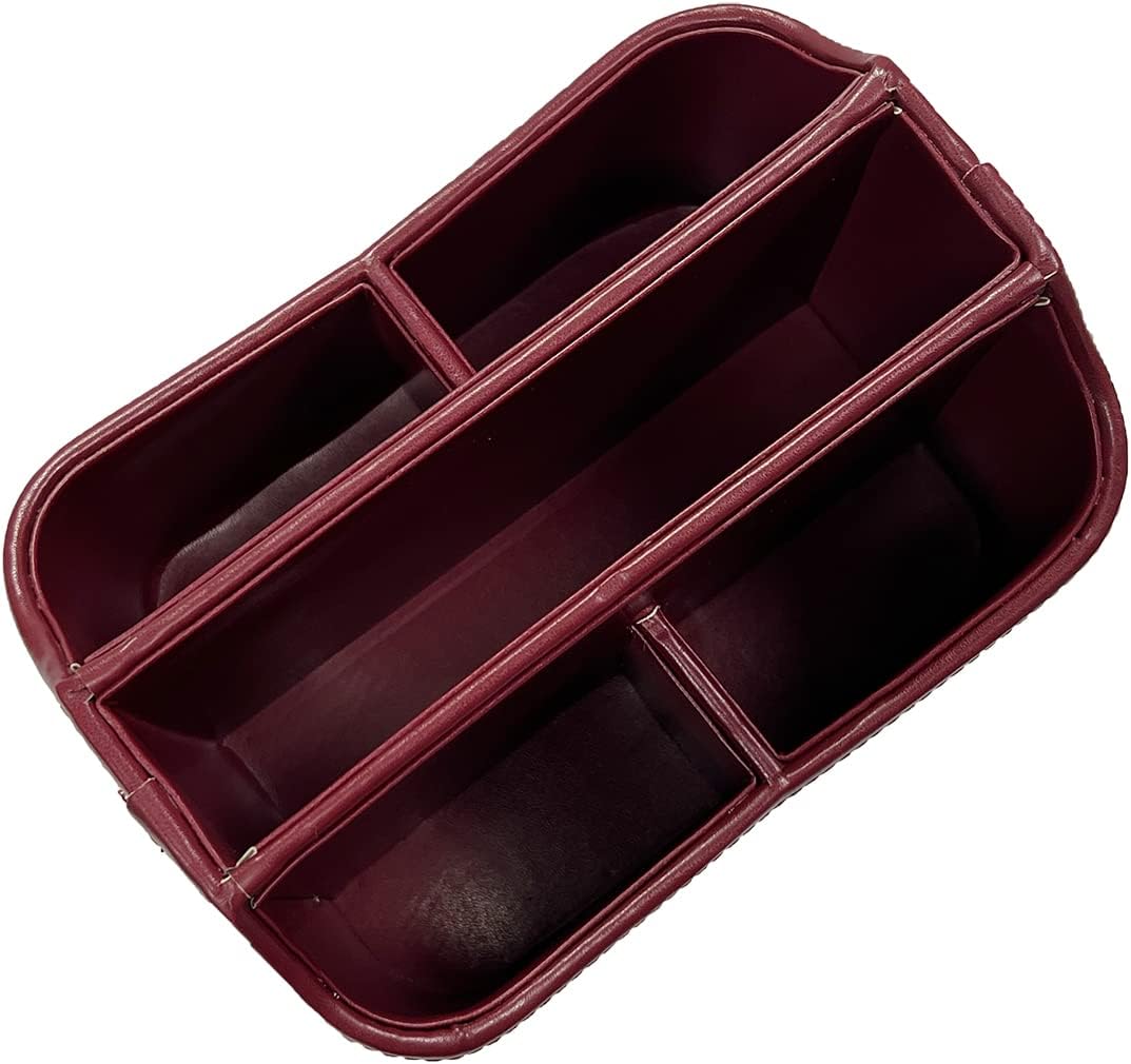 UnionBasic Rotating Desk Organizer, 360 Degree Desk Spinning Caddy, Desktop TV Guide/Mail/Media/Remote Controller Holder Organizer,Burgundy