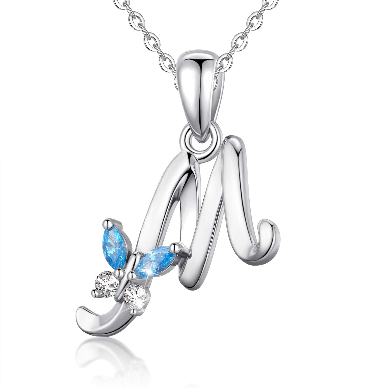 Kette mit Buchstaben Ketten für Damen Sterling Silber 925 Halskette mit Namen Alphabet Initialen Anhänger Schmuck für Frauen Damen Mutter Tochter Schwestern Oma Geschenk, 45CM