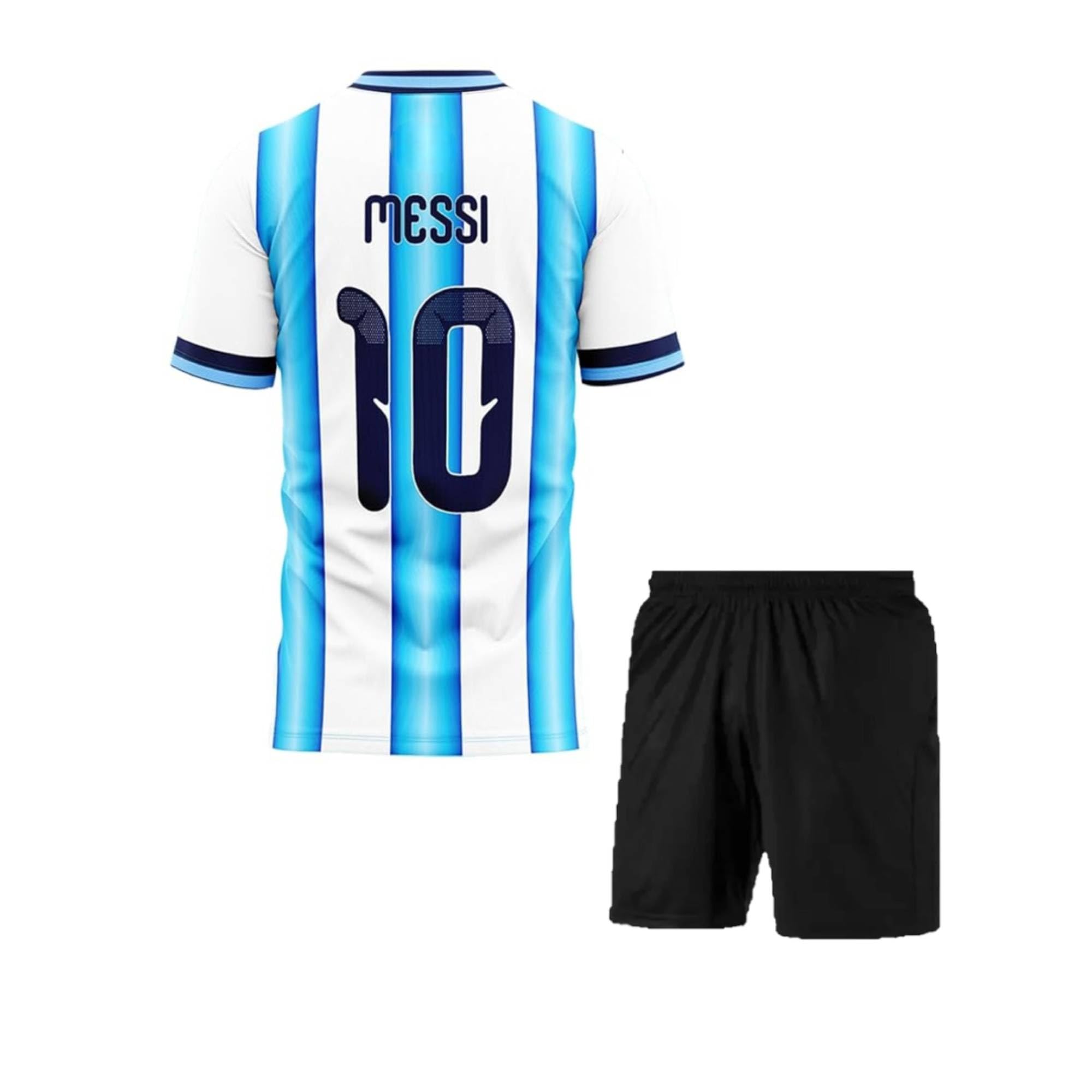 Sports Football Argen Messi 10 Away Jersey Tshirt with Shorts for (Men,Kids&Boys)-picture-20