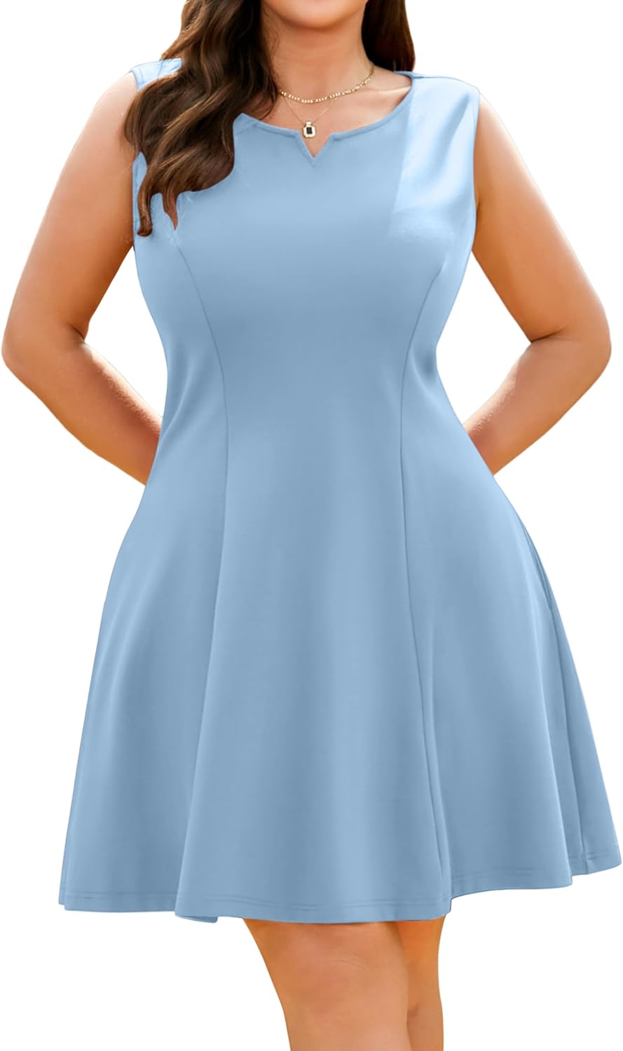 RWJ Women's Plus Size Cocktail Dress Formal 2026 Summer Sleeveless Aline Evening Party Spring Short Dresses with Pocket
