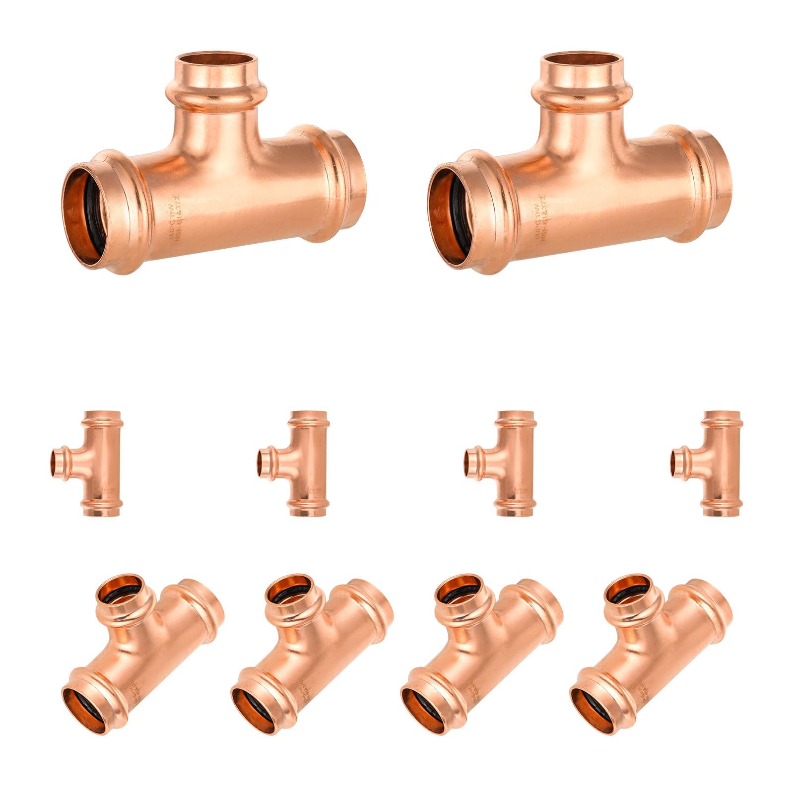 Conectores en T de cobre Foskan de 1x1x3/4 para reducción a presión en fontanería