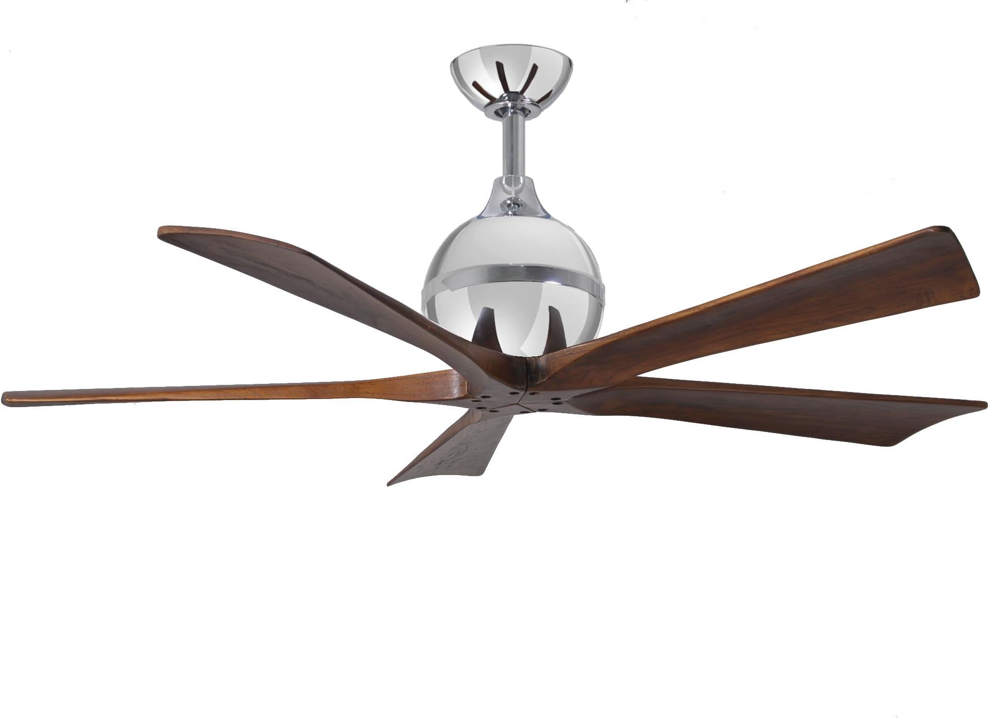 Matthews Fan Company IR5-CR-52 Downrod Mount, 5 walnut Blades Ceiling fan, Polished Chrome