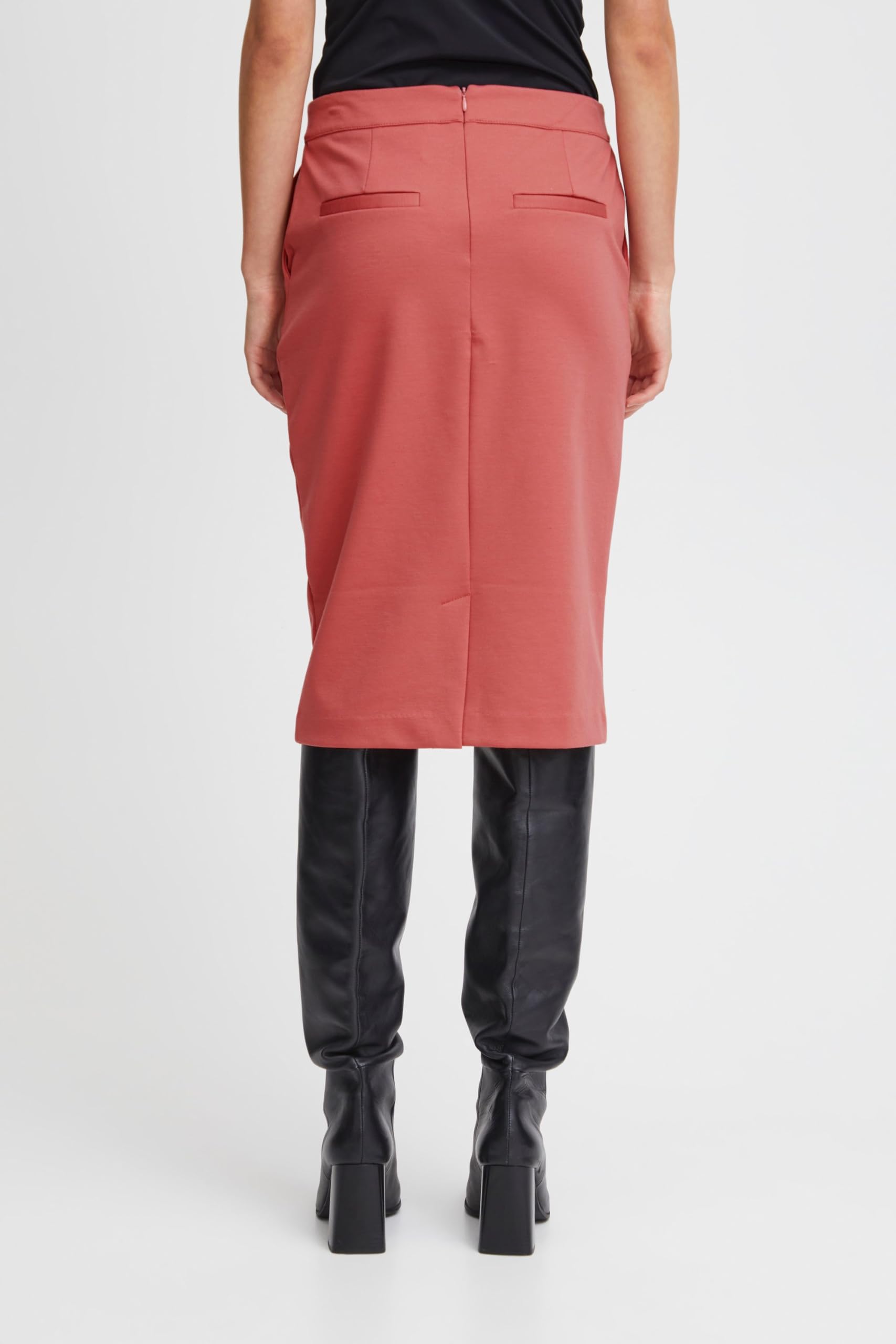 ICHI IHKATE SUS Office SK Damen Kurzer Rock Midi-Pencilskirt mit Schlitz Stretch Slim-Fit