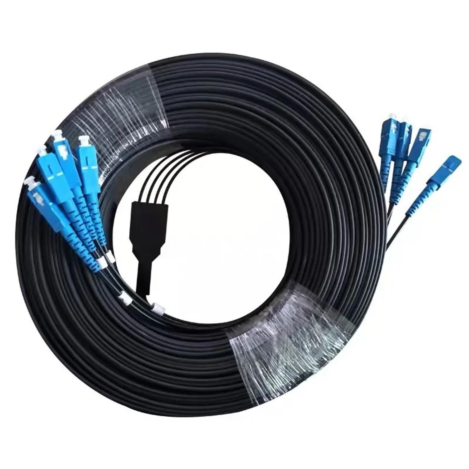 Zewnętrzny 4-żyłowy kabel połączeniowy światłowodowy SM SC 3 stal biały czarny 4C ftth pojedynczy kabel krosowy 30m-100m (czarny 100m)
