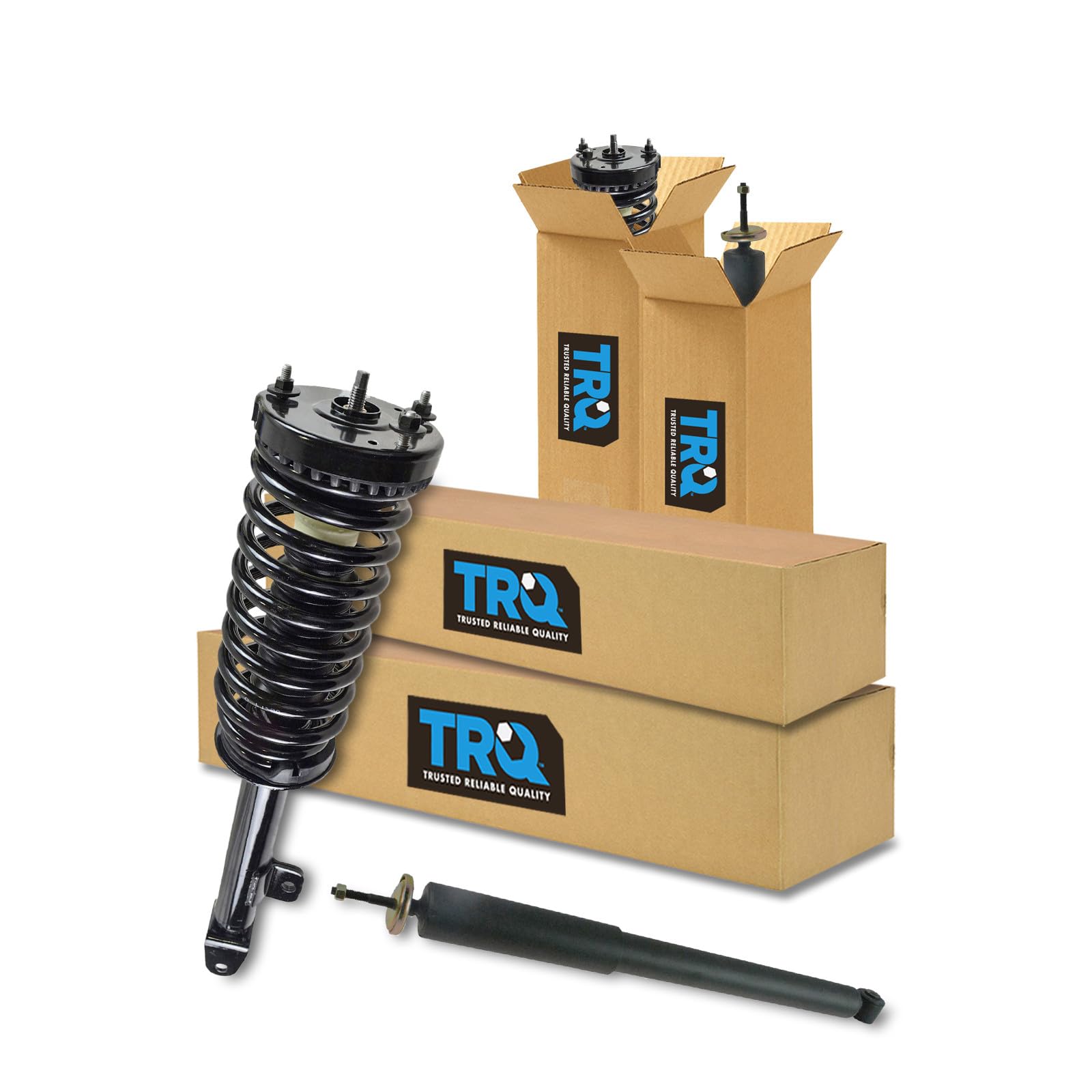 TRQ Front and Rear Complete Strut Assembly &amp; Shock Absorber Kit Complete Strut &amp; Coil Spring Assembly Compatible with 2005-2010 Chrysler 300 2006-2010 Dodge Charger 2005-2008 Magnum