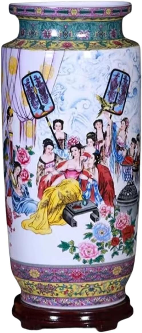 Vase Tabletop Ceramic Enamel Color Flower and Bird Antique Chinese Porcelain Decoration Ornaments Crafts 48 * 23cm