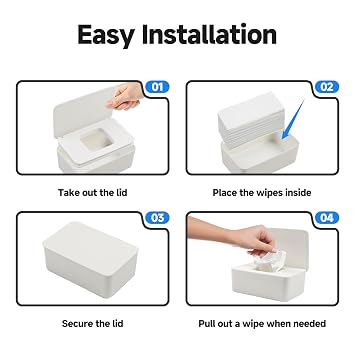 Wipes Dispenser, Refillable Wipes Container Compatible with Huggies, Wipe Holder Keeps Clean, Weighted Wipe Case for Easy Pull, with Sealing Lid for Fresh, Non-Slip, for Home and Travel