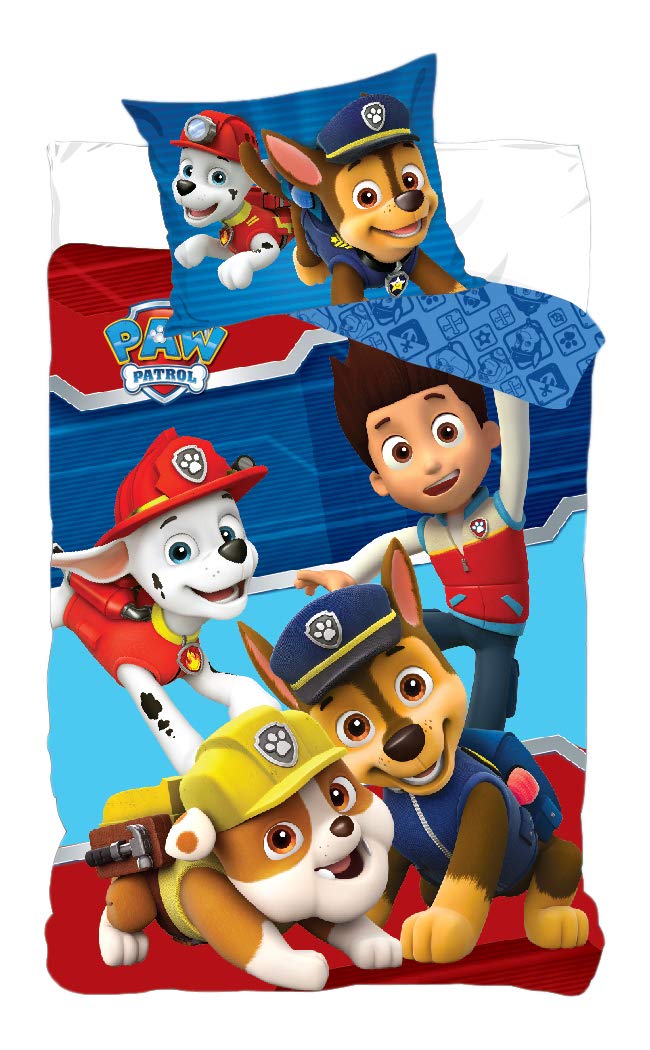 Brandmac Red, Blue, Yellow Paw Patrol Junior Cot Bed Duvet Cover And Pillowcase Set