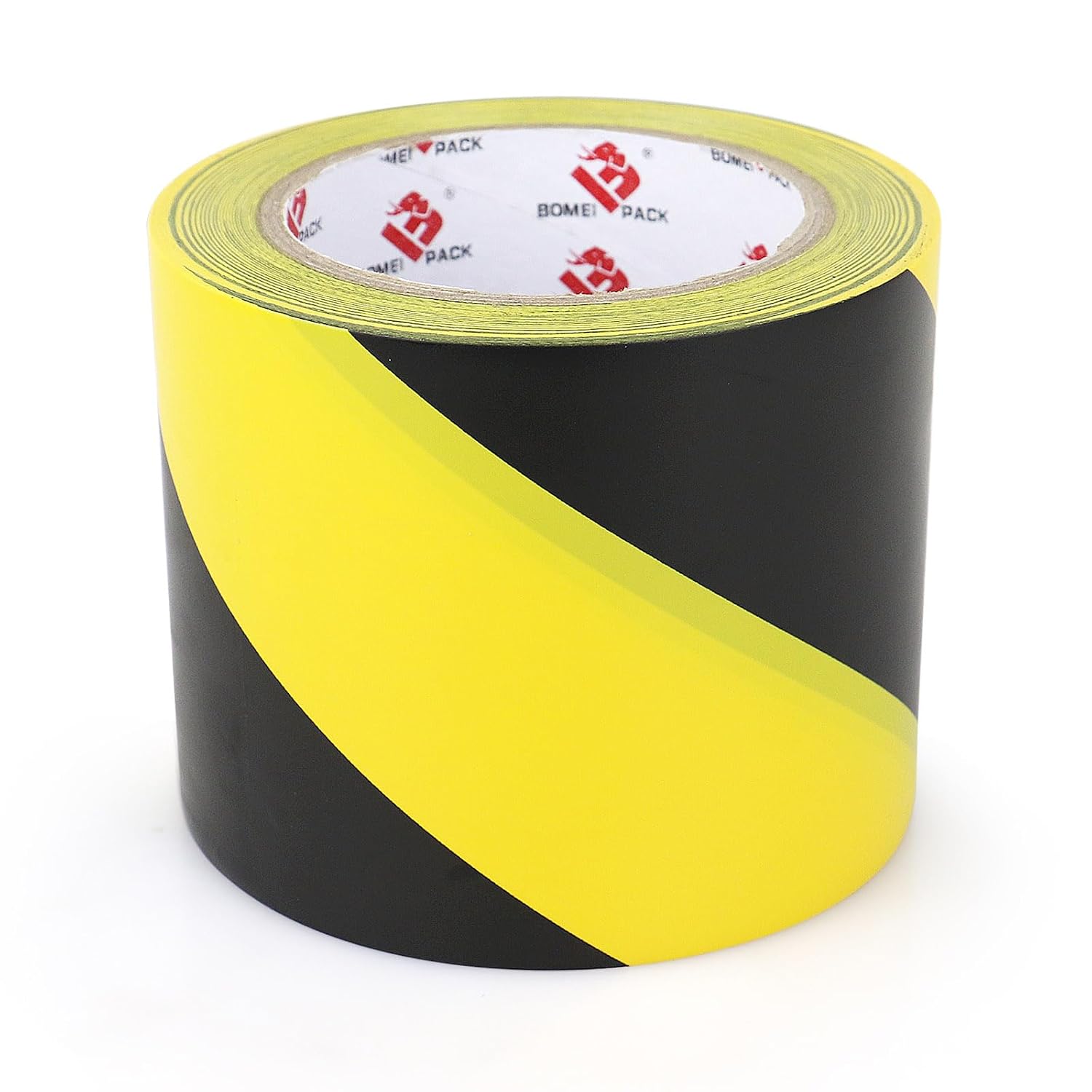 BOMEI PACK Floor Marking Tape 4 Inch x 108FT Black & Yellow Warning Safety Stripe Tape for Walls, Floors, Pipes, Warterproof Caution Tape Ideal for Marking Hazardous Areas, Equipment