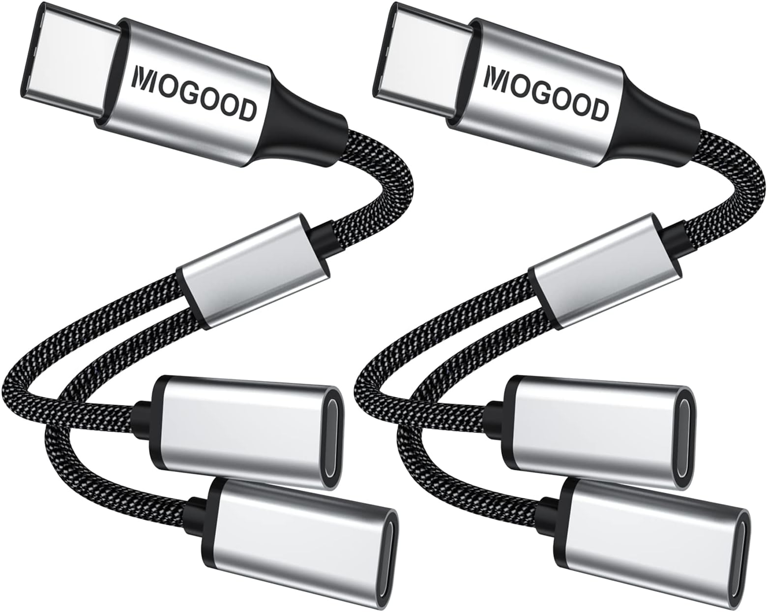 MOGOOD USB C Splitter Type c Splitter 1 in 2 Out Dual USBC Power Data Adapter USBC Y Cable Double USB C Port Power Split Cord for iPhone 17 Laptop Mac Car Flash Drive Keyboard Mouse