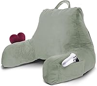 Vista 18 de Nestl - Almohada de lectura con espuma viscoelástica triturada, diseñada para sentarse en la cama y el sofá, con soporte ajustable para la espalda