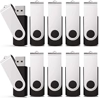 KEXIN 10-Pack 32GB USB 2.0 Flash Drives - Black Thumb Drives with Swivel Keychain Design, Bulk Memory Sticks