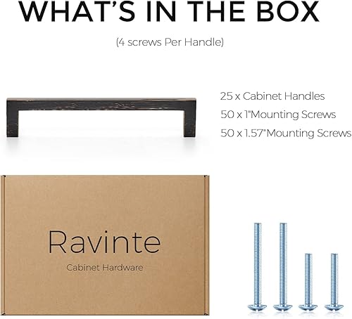 Vista 50 de Ravinte Paquete de 60 manijas cuadradas para cajones, tiradores de gabinete negro mate