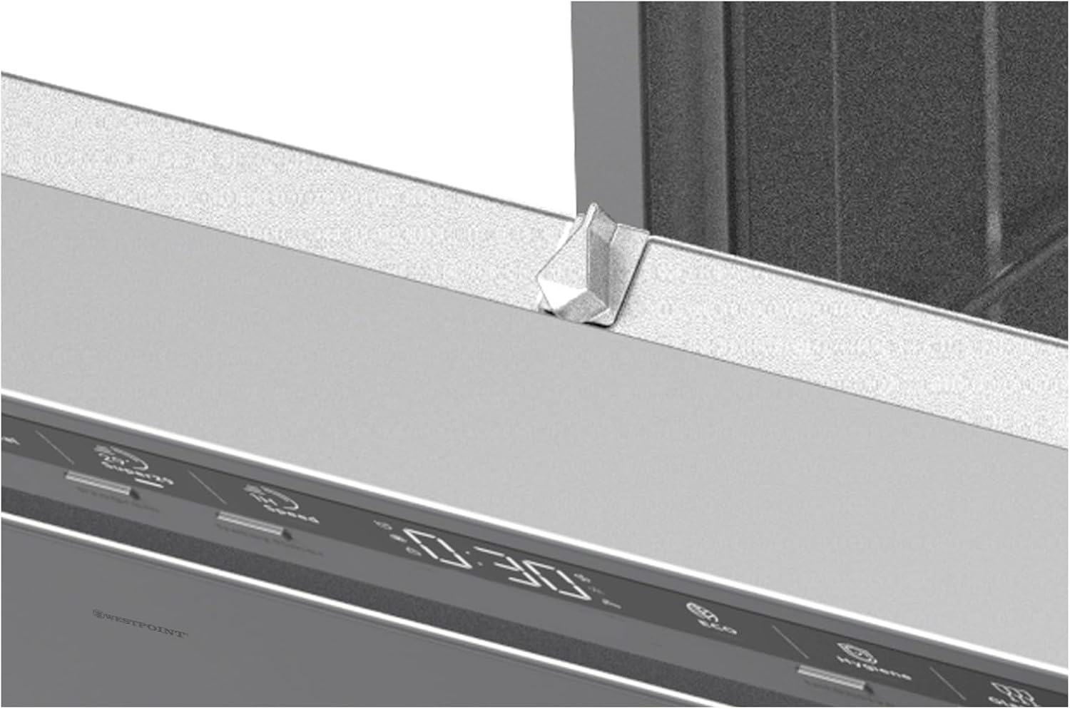 Close-up of upper rack adjustment mechanism