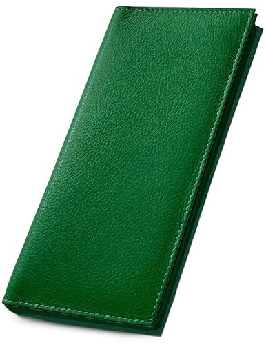 123 Cheap Checks Emerald Green Basic Genuine Leather Checkbook Cover For Men & Women