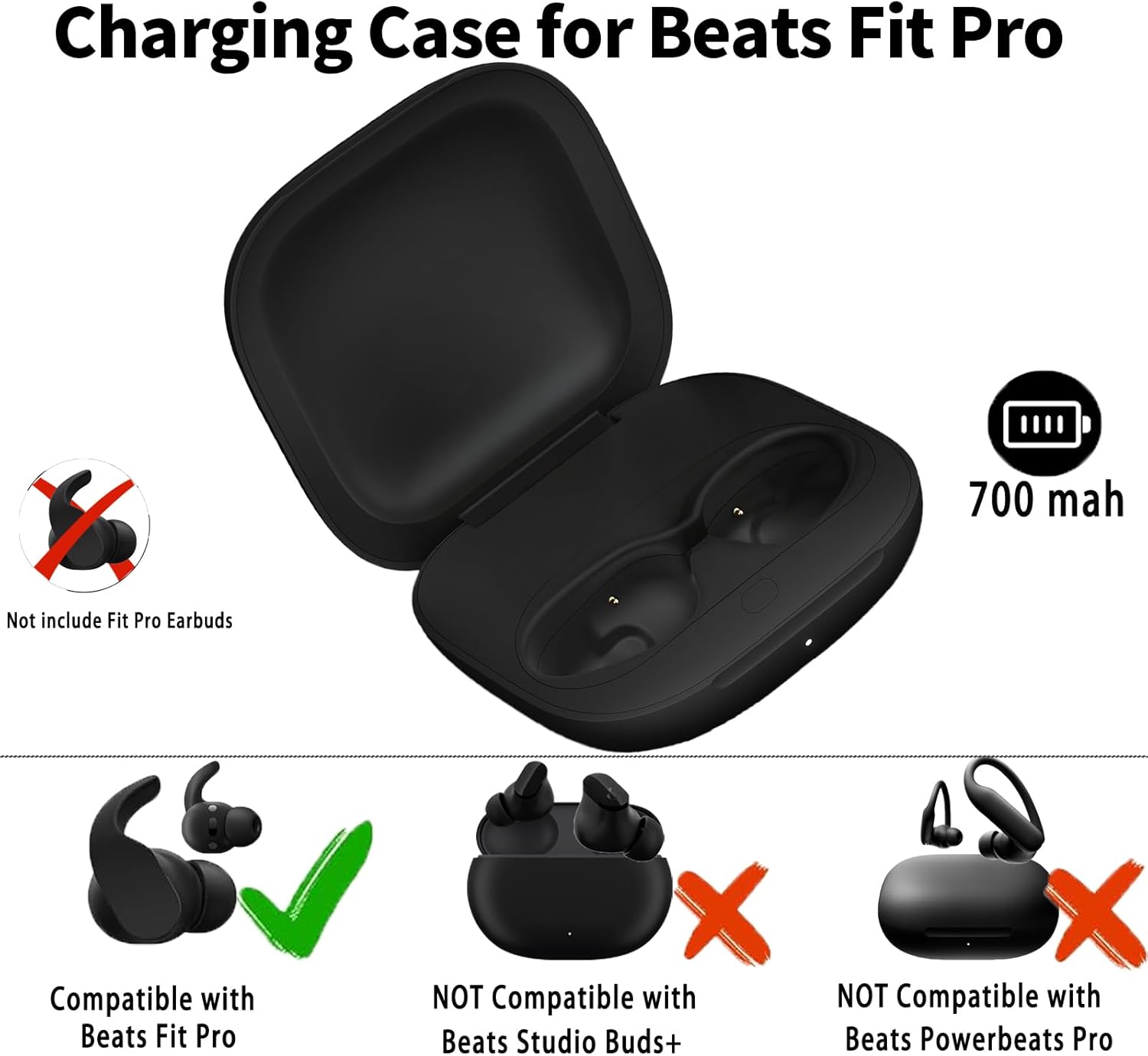 Replacement Compatible forBeats Fit Pro Charging Case, Charging Case forBeats Fit Pro Alternative with Wireless Bluetooth Pairing Button - Image 2