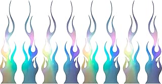 8Pcs 5.9"X1.2" Flame Reflective Stickers, Flame Reflective Decals for Sports & Bikes, Skateboards, Laptop & DIY Decoration