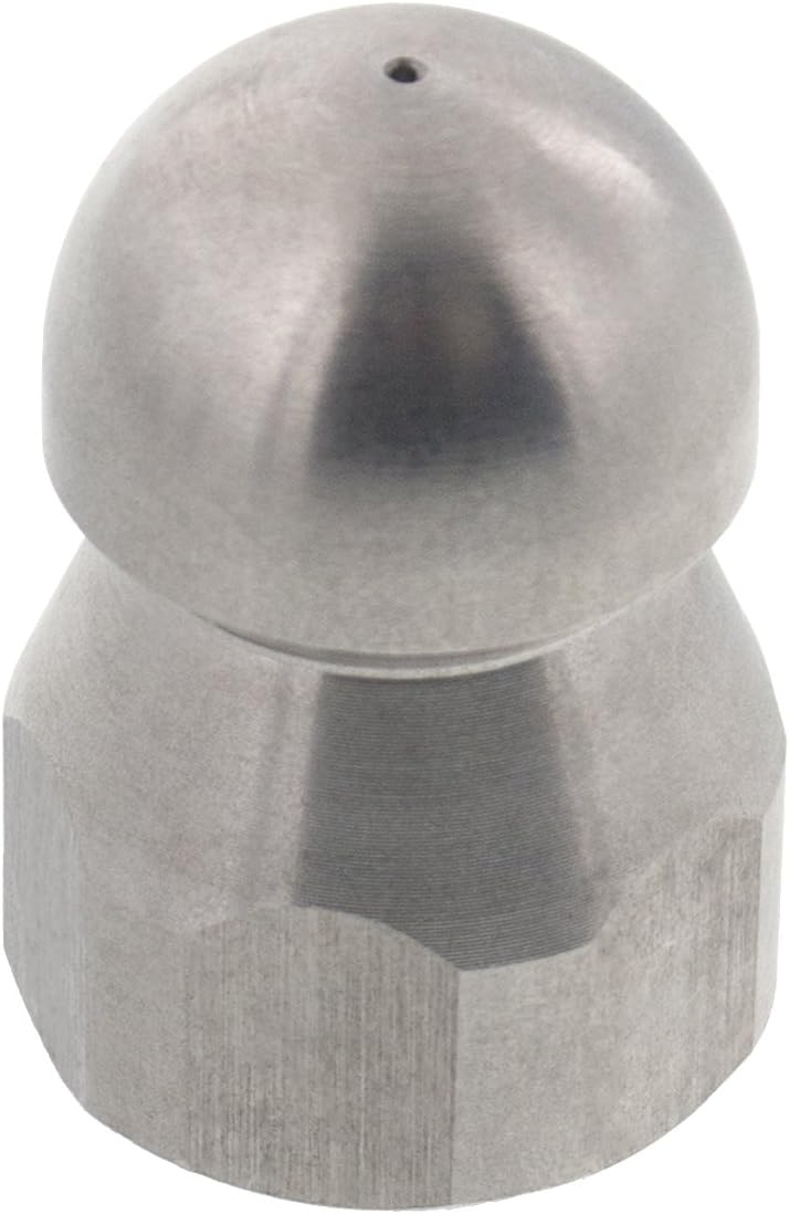 Button Nose 3/8 Drain Cleaning Nozzle 4.5 Orifice 5500 PSI Stainless Steel for Sewer Pipe Water Jetter