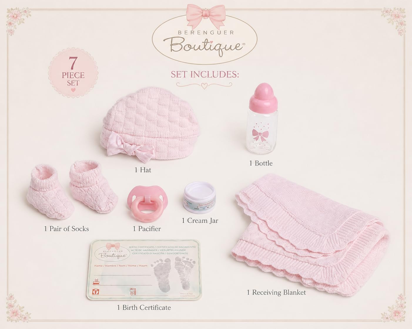 JC Toys Realisic Reborn Baby Doll 15" – Anatomically Correct Real Girl Doll, Soft Vinyl, Pink Knit Outfit & Accessories, Made in Spain, La Newborn dolls for kidss Ages 2+ image 3