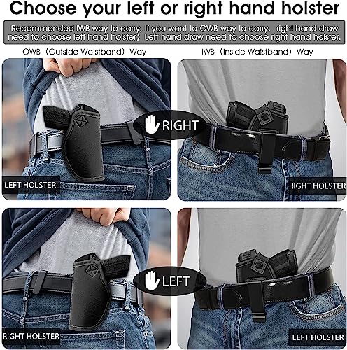 Gun Holster For Women/Men, Universal Iwb Holsters For Concealed Carry, Pistols Holster Right/Left Handed, Fits S&W M&P Shield 9/40 9Mm P320 Glock 17 19 26 27 42 43, Similar Handguns #TOP2