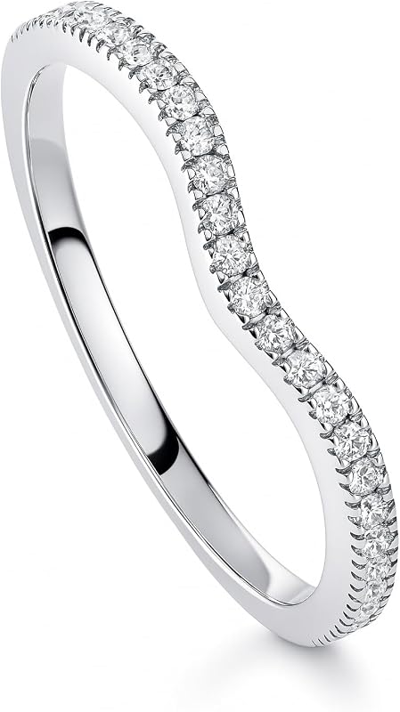 BERRICLE Sterling Silver Wishbone Rings Stackable Curved Half Eternity Band Ring for Women, Micro Pave Set Round Cut Cubic Zirconia CZ