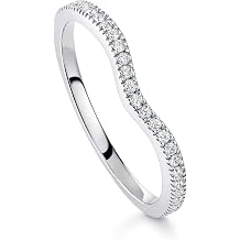BERRICLE Sterling Silver Wishbone Rings Stackable Curved Half Eternity Band Ring for Women, Micro Pave Set Round Cut Cubic Zirconia CZ