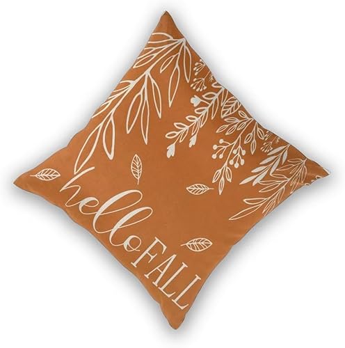 Miniatura 2 de Juego de 2 fundas de almohada de otoño de 16 x 16 pulgadas, diseño de hojas de otoño naranja para exteriores, fundas de almohada decorativas para