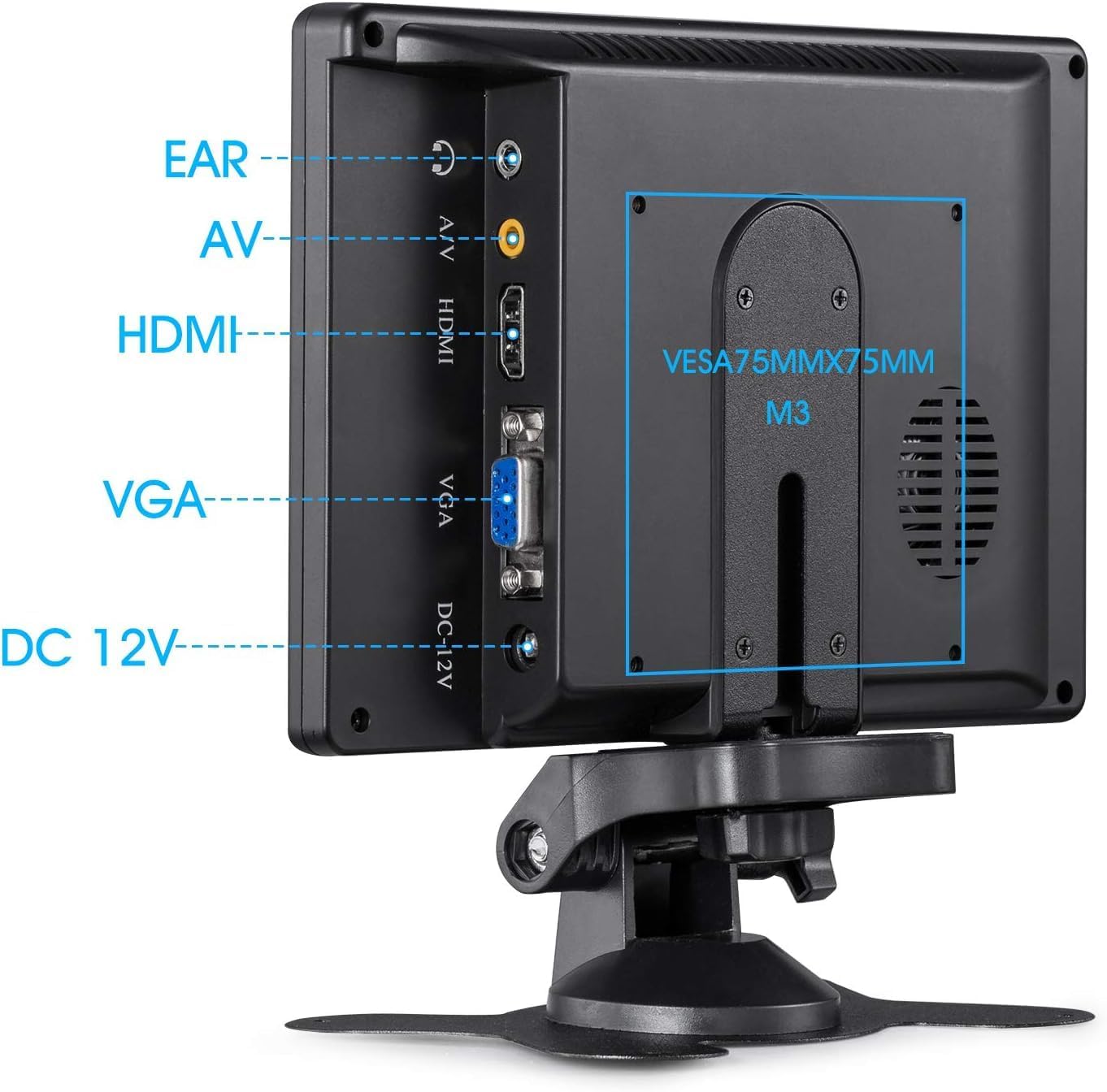 7inch HD LCD Monitor, IPS 1024X600 Resolution Screen, Car Rearview Cameras Monitor with HDMI VGA, 2 Video Input for Backup Camera for Car DVD VCR PC Laptop Raspberry Pi
