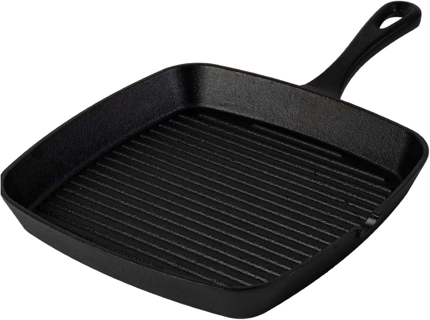 Cast Iron Grill Pan,9.25" Pre Seasoned Skillet with Pour Spouts,Silicone Handle Cover for Indoor and Outdoor Grilling,Durable Oven Safe,Stove Campfire Use(Black)